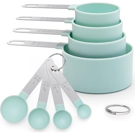Lot de 8 tasses à mesurer et cuillères à mesurer avec poignées en acier inoxydable, outil de mesure pour liquides et solides, ustensiles de cuisson et ustensiles de cuisine
(1/5)