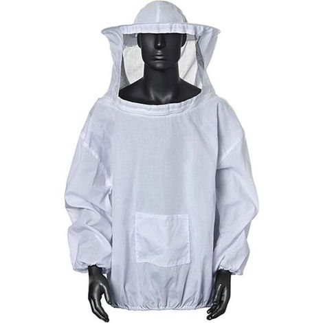 Vêtements de protection apicoles Veste avec Chapeau Professionnel Abeille Protège-Abeille Chapeau Abeille avec Fermeture éclair pour Abeille Bee Keepers (Blanc) (1/4)
