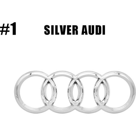 (Audi chromé argenté, arrière 185 mm x 65 mm) - Logo Audi 4 anneaux pour capot, calandre, coffre arrière, autocollant compatible avec Audi A3, A4, B5, B6, A3 8P, 8V, 8L, A5, A6, C6 et C5 (1/5)
