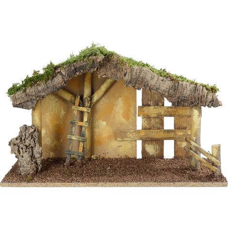 Capanna Presepe effetto legno e muschio 53x20x26cm Peraga Christmas