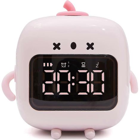 Réveil mignon, réveil robot numérique rechargeable avec fonction snooze et minuteur, réveil de table multifonction à écran lumineux activé par la voix pour garçons et filles (1/4)