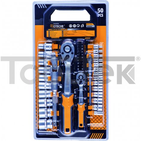 SET 50pz CHIAVI A BUSSOLA CON PROLUNGHE E DOPPIO CRICCHETTO 1/2" 1/4" (1/3)