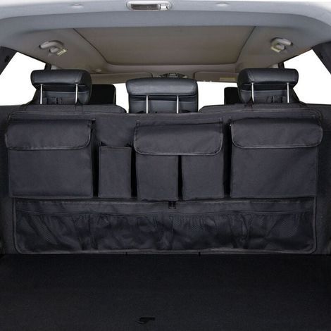 Organisateur Voiture 9 Poches avec 3 Sangles de Réglage Fixes Rangement Coffre de Voiture Multipurpose Pliables Sac de Rangement Voiture pour SUV et de Nombreux Véhicules (1/4)
