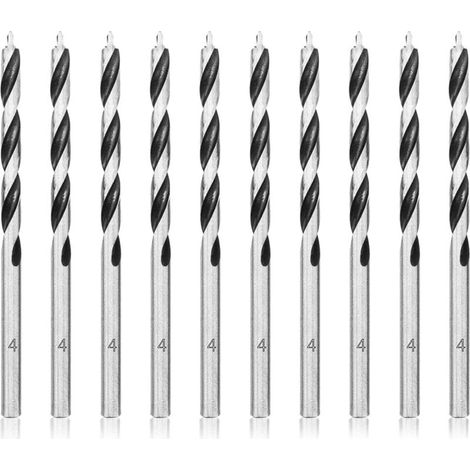 CHOYCLIT Forets à Bois Hélicoïdaux 4mm 10 Pièces Mèche pour Bois Professional Foret Brad Point pour Bois (1/5)