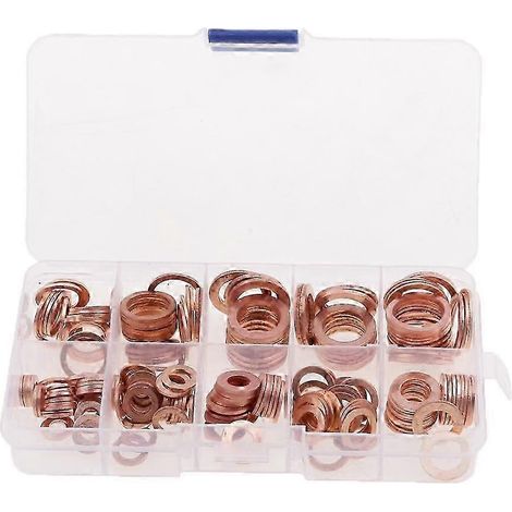 Assortiment de 200 rondelles d'étanchéité en cuivre avec boîte (1/4)