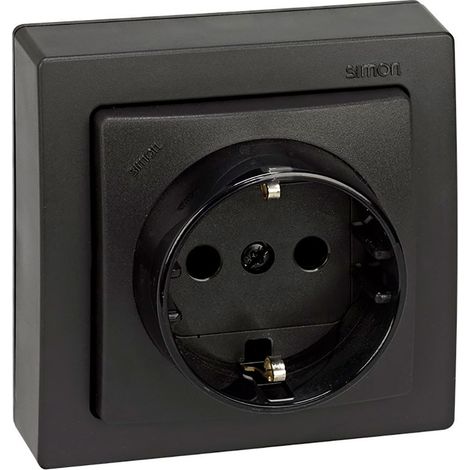 Base superficie, schuko 2p+t 16a 250v, ip20, serie simon73 loft, grafito, retractilada