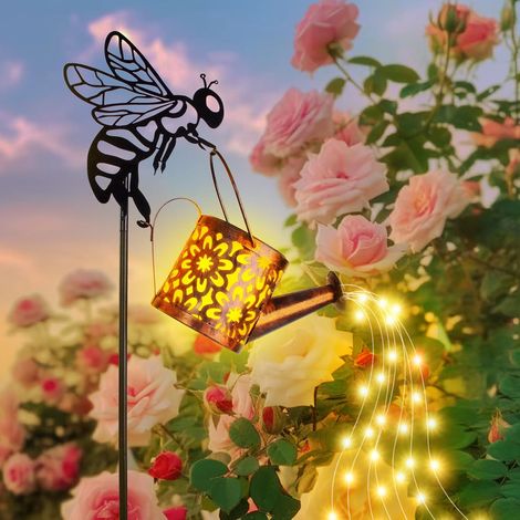 Arrosoir d'éclairage solaire, lampe d'arrosage de jardin solaire avec 36 lumières LED, métal rétro, étanche pour lanterne de jardin, patio, allée - décoration de plantes (1/5)