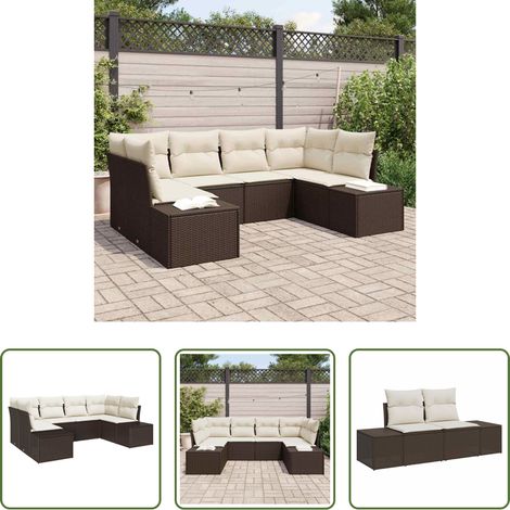 Terrassensofa - Gartensofa-set mit Kissen 6 pcs Braun Poly-Rattan (1/5)