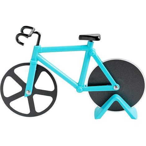 Coupe-pizza vélo avec roues antiadhésives en acier inoxydable et cadre fixe - Bleu ciel (18,511,5cm) (1/5)