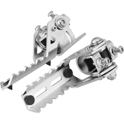 Paire repose-pieds cale-pieds moto avant repliables inox argenté pour BMW R1200GS 2013-2017 tube 25mm (1/5)