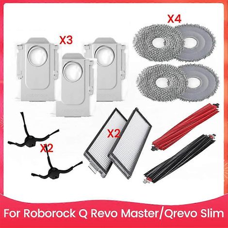 Kit de 13 pièces comprenant brosse, filtre, sac à poussière et chiffon de nettoyage pour aspirateur Roborock Qrevo Master et Qrevo Slim - Pièces de rechange (1/5)