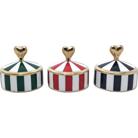 Joyeros de latón a rayas con corazón dorado 7 cm, 3 diseños (1/5)