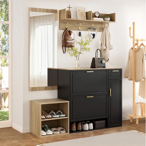 Garderoben-Set Flur mit Schuhschrank, Sitzbank, Spiegel OKMYHOME (1/5)