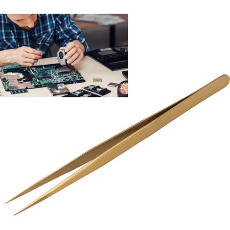 Outils de réparation électronique, outils électriques, pinces à épiler, or