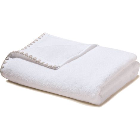Serviette de toilette en Éponge unie et point feston triangulaire NERYDA (1/4)