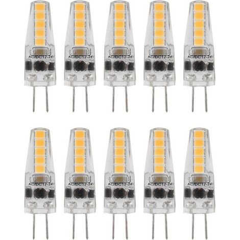 10pcs Ampoules LED G4. 2W 3000K AC 12-24V Ampoules à Intensité Variable pour Lustre Plafonnier Lampe de Table Blanc Chaud (1/5)