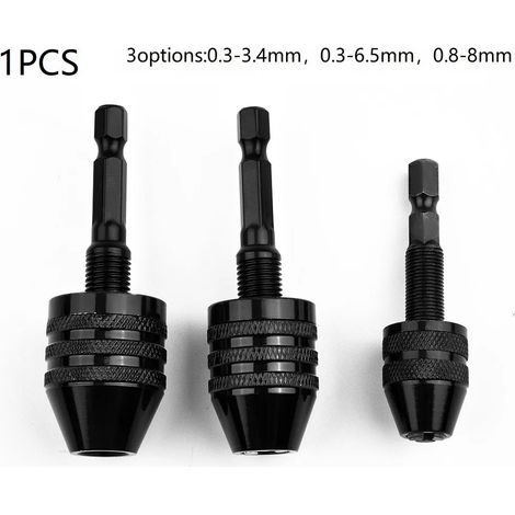 Adaptateur de conversion de mandrin de perceuse sans clé (0,3 à 3,4 mm) à tige hexagonale pour tournevis et embouts de perçage à changement rapide. (1/4)