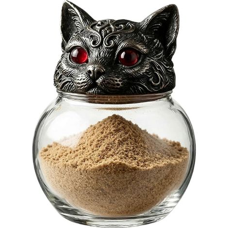 Bocal verre tête de chat rétro, récipient à épices IWitchy 6x6x9 cm, pour cuisiniers amateurs, païens, wiccans et collectionneurs (1/5)
