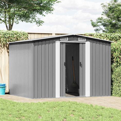 Abri de stockage pour jardin,Remise Cabane pour outils,Stockage Rangement Extérieur Métal Gris 257 x 205 x 178 cm CFW86422 (1/5)