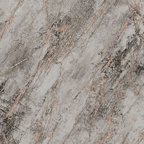 Empapelado aspecto piedra azulejos Profhome 388174 papel pintado vinílico estampado en caliente tejido non tejido texturado de aspecto mármol mate gris bronce 5,33 m2