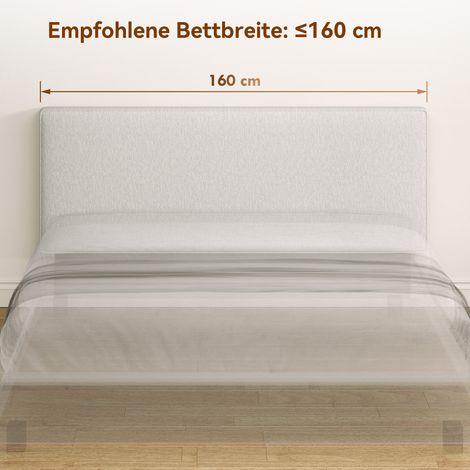 Tête de lit rembourrée en tissu crème, fixation murale pour lit 160x10x60 cm, panneau de tête matelassé, housse en coton (1/5)