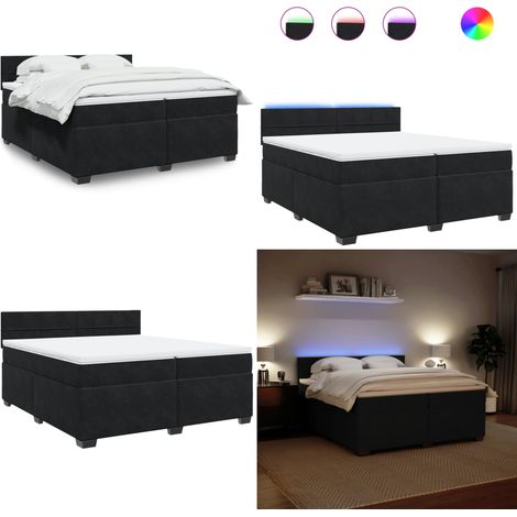 Boxspringbett mit Matratze Schwarz 200x200 cm Samt - Boxspringbett - Doppelbett - Samtbett - Luxusbett - Bettenrahmen - Home & Living (1/5)