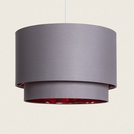 Lampada a Sospensione Tessuto Bello Duo Riflesso Grigio