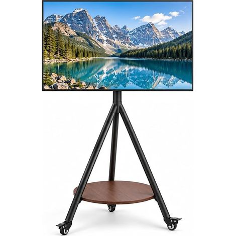 Support de télévision roulant de 40 à 75 pouces, charge maximale 50 kg, hauteur réglable avec roues et plateau (1/5)