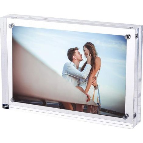 Cadre Photo Acrylique Magnétique - 15cm x 10cm - Bloc d\\'Affichage Double Face - Transparent Transparent - Épaisseur 2cm-Fei Yu (1/5)