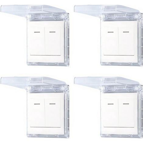 Un ensemble de quatre couvercles de prises auto-adhésifs type 86 avec couvercles d'interrupteurs muraux étanches et rabattables, adaptés aux salles de bains, chambres, cuisines, espaces extérieurs, et (1/5)