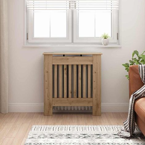 Vidaxl – Cache-radiateur en bois d'ingénierie 78 x 19 x 81,5 cm – Résistant à l'humidité – Design à lamelles verticales pour diffusion de chaleur
