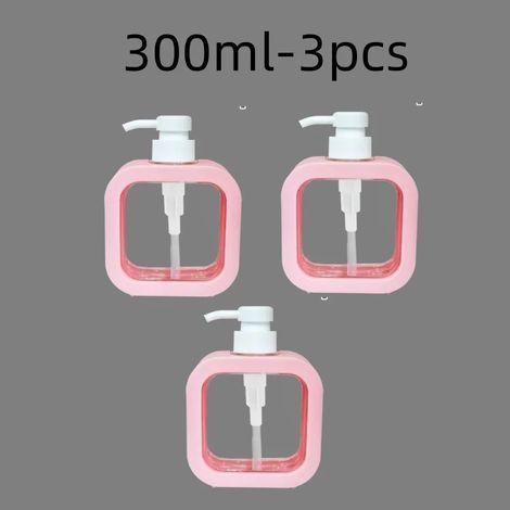 (rose - 300 ml - 3 pièces) Distributeurs de savon de salle de bain rechargeables pour lotion, shampoing et gel douche, flacon pompe de voyage vide (1/5)