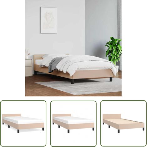 The Living Store Bettgestell mit Kopfteil ohne Matratze Cappuccino 100x200 cm - Bettesrahmen - Doppelbett - Kopfteil - Kunstleder - Braun (1/5)