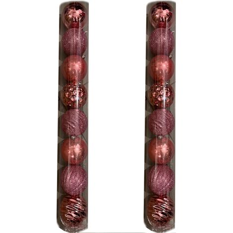 16 Palle a sfera palline per decorazione addobbo albero di natale rosa antico cm 10 (1/4)