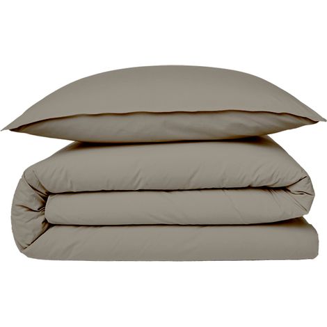 Housse de couette en coton 57 fils unie vison 200x200cm