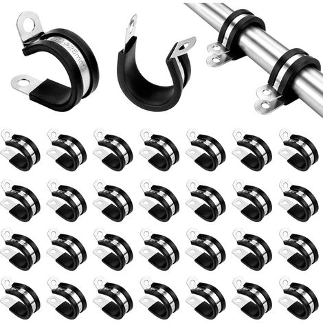 30 Colliers de serrage en P 25 mm, fixations de tube avec insert caoutchouc (1/5)
