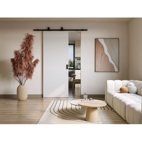 Porte coulissante avec système en applique - MDF + PVC Blanc - H205 x L63 cm - VARIN II (1/2)
