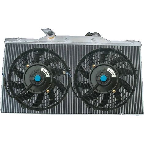 Radiador, material de aluminio, tamaño del núcleo 698 mm x 350 mm, tamaño total 473 mm x 720 mm, tamaño de entrada/salida 32 mm, configuración de 2 filas (1/5)