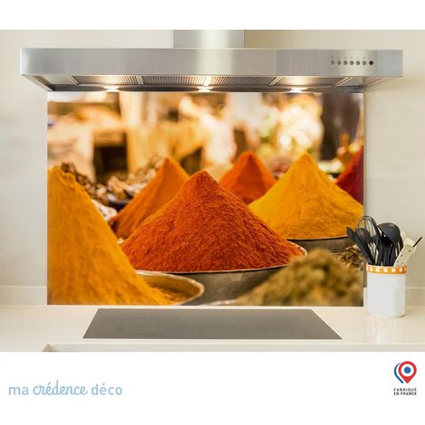 Fond de hotte : Epices colorées 2 - Verre trempé - 90 cm - 60 cm (1/5)