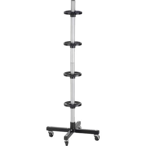 Soporte para neumáticos, diseño robusto, móvil con ruedas, negro. (1/2)