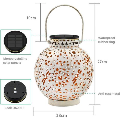 Lampe solaire d'extérieur pour jardin, lanterne ajourée, lampe solaire suspendue pour aménagement paysager. (1/5)