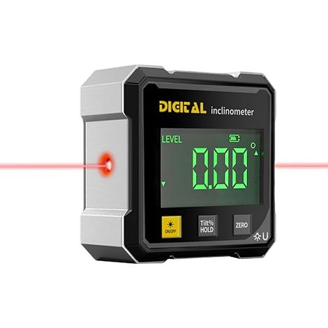 Magnetic Digital Inclinometer, USB Rechargeable Electronic Level with Laser, 4 Magnetic Sides Digital Level with LED Display for Woodworking, Working, Construction, Machinery (1/5)