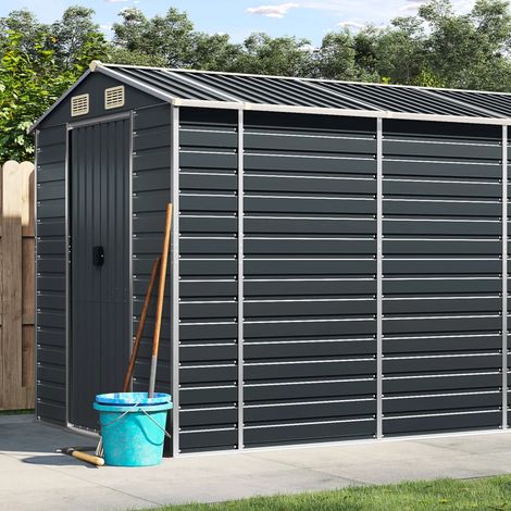 vidaXL Gartenhaus anthrazit 191x470x198 cm aus verzinktem Stahl