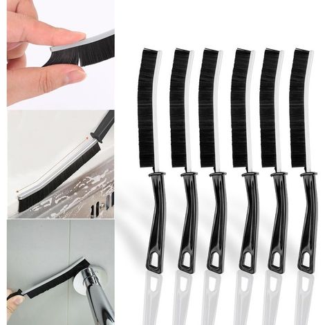 Brosse de nettoyage des fentes, 6 pièces, brosse de nettoyage des fentes à poils durs, brosse de nettoyage des fentes de la salle de bain, outil de nettoyage des fentes à longue bande (1/5)