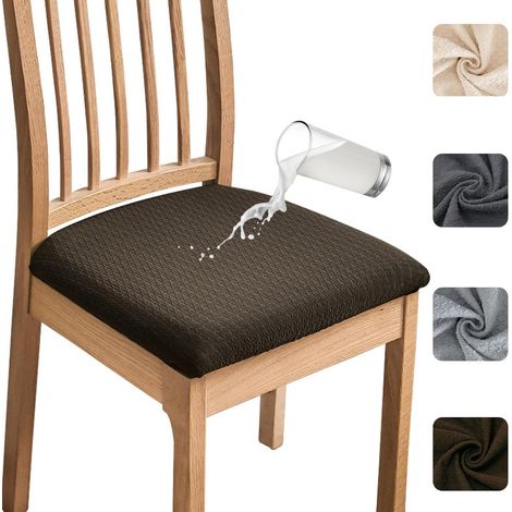 Esszimmerstuhl Sitzbezüge 6er Set, wasserdicht, Jacquard, abnehmbar, waschbar, braun (1/5)
