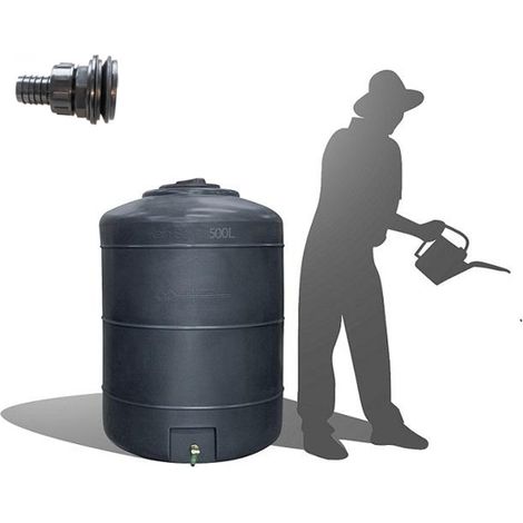 Récupérateur Eau de Pluie Hors-sol 500 Litres Rond DS Eau Gris Anthracite + connectique d'entrée Garantie 5 ans (1/4)