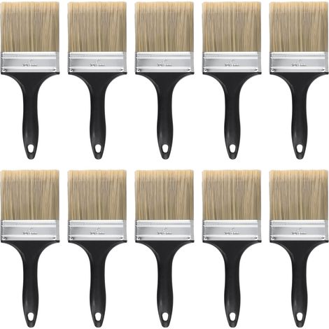Lot de 10 pinceaux de peinture de 100 mm avec poignée en plastique pour clôture, mur, plafond (1/5)