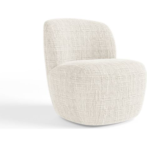 Fauteuil pivotant en velours tramé crème COMI (1/5)