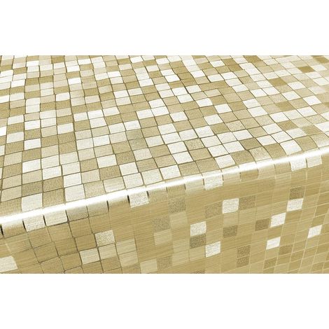 Tovaglia Cucina Antimacchia Metallizzata Lucida Plastificata Copritavolo Quadretti Oro - 140x100 Cm (1/4)
