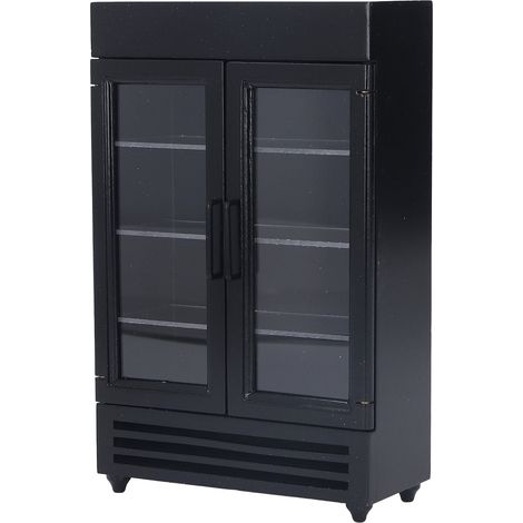 Réfrigérateur miniature noir 1:12 pour maison de poupée, élégant et portable, accessoire déco miniature (1/5)